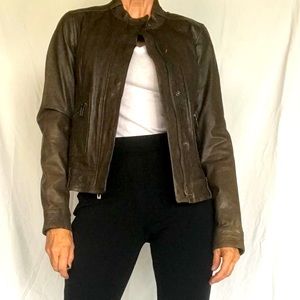 🌸Vince Brown Leather Jacket, Size XS
